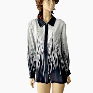 NWT Bob Mackie abstract pattern silk button up blouse size XL